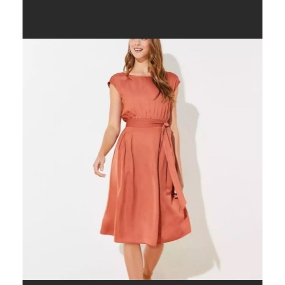 Lali Chutney tie waist rust dress